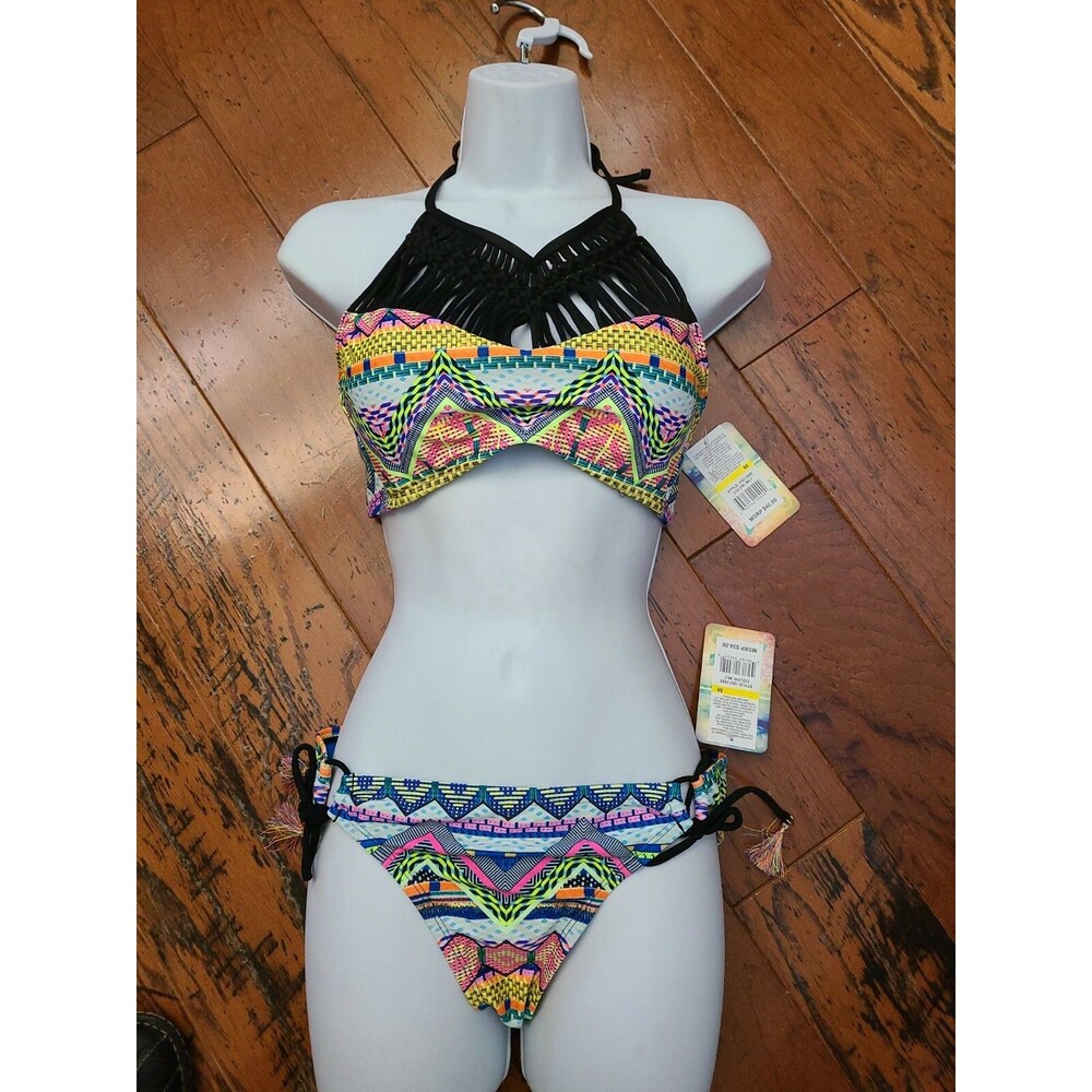 NWT $72 Hobie Swim Suit Bikini 2 Piece tie sides Women's M push-up